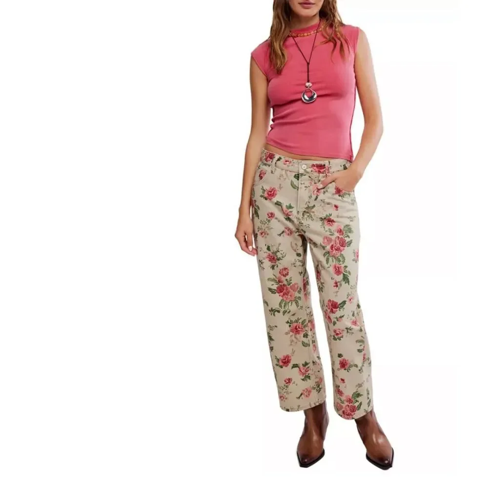 Free People We The Free  Ever Had Tee shirt in hibiscus pop L NWOT